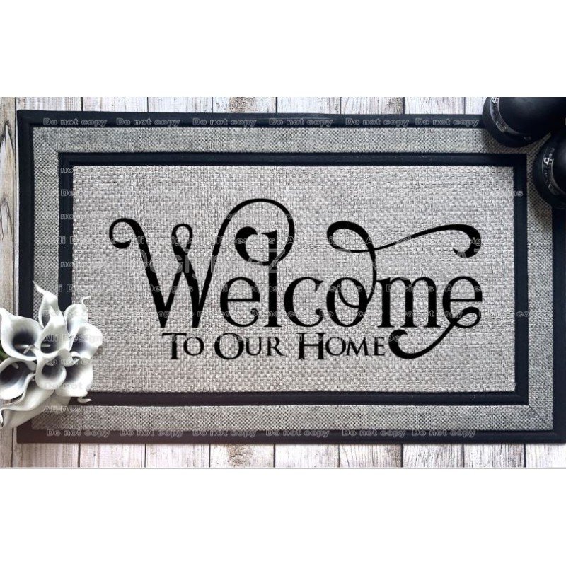 Welcome to our home door mat in Script, 18x30 door mat, Welcome mat